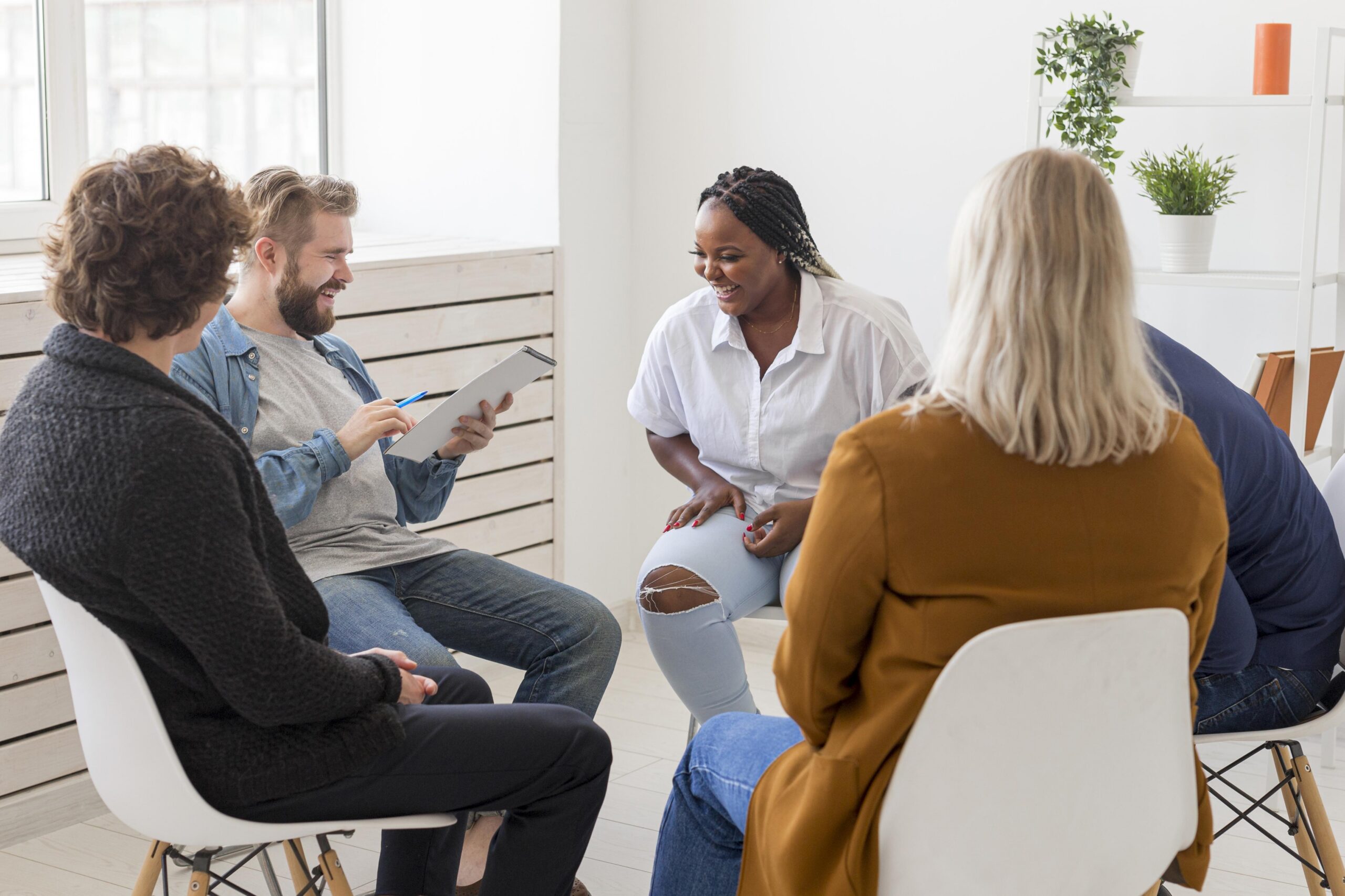 A group treatment excerise during addiction PHP in Mt. Pleasant, WI.